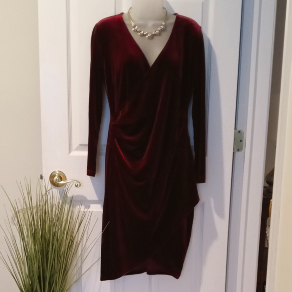 Burgundy Red Velvet Dress